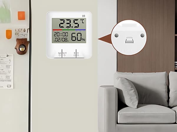 Vejrstation til indendørs brug med termometer/hygrometer ur 9x9 cm