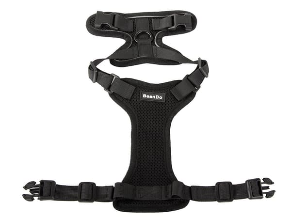 Hundesele M sort med kobbel 150 cm reflekterende justerbar
