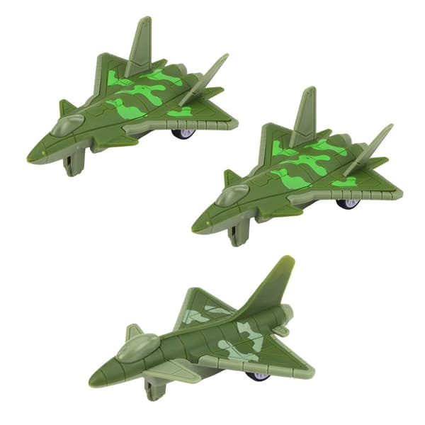 Militärleksaksset raketlastbil med avfyrningsknapp + stridsflygplan dragback