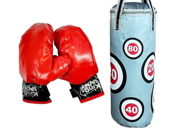 Boxningsset för barn 3+ med boxningssäck 37 cm och handskar