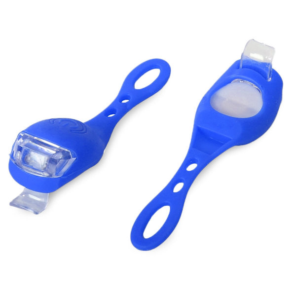 Cykellampor LED i silikon blå 2-pack med batterier