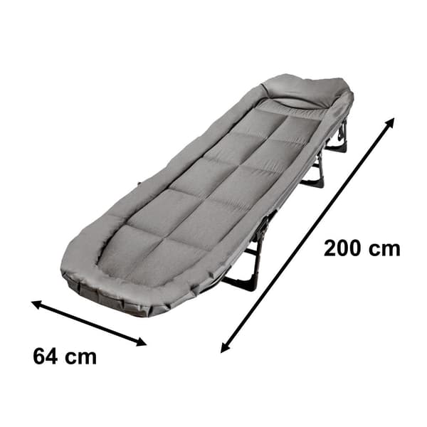 Fällbar campingbädd 190x63 cm stålram justerbar rygg grå