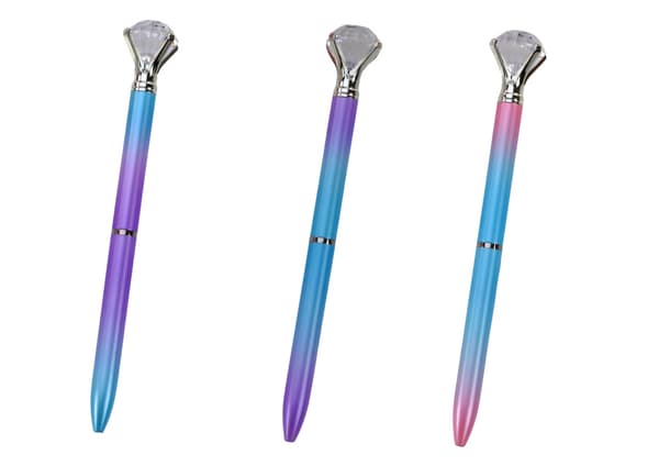 Kuglepen med diamanttop blå blæk 16 cm 48-pack