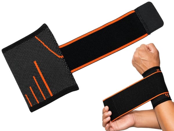Handledsstöd kompression med kardborre polyester/bomull grå/orange