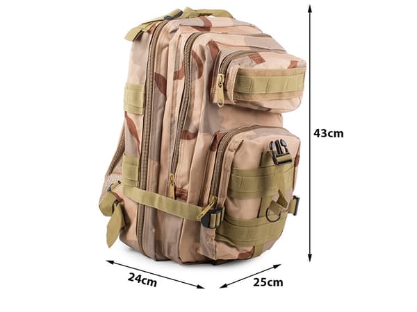 Militär ryggsäck 30L beige med MOLLE-system 43x24x25 cm