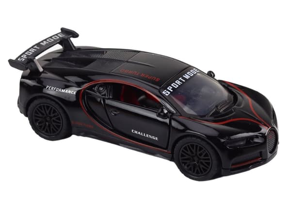 Urheiluauto leluauto 1:32 metallia valot/äänet pull back musta/vihreä