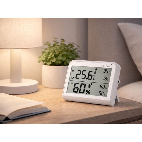 Termometer hygrometer med extern sensor LCD min/max larm °C/°F
