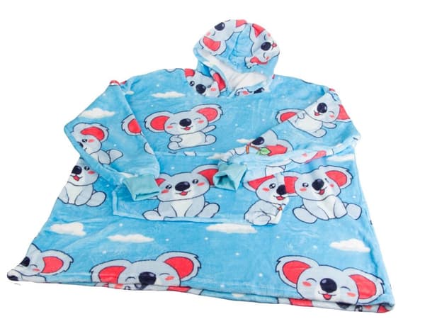 Vilttihuppari huppulla oversize XXL one size sininen polyesteri