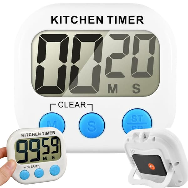 Digitalt køkkenur med magnet hvid 7,5x8x2 cm