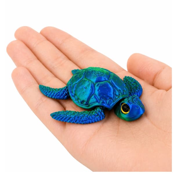 3D-kilpikonnafiguuri koriste sinivihreä kimalteleva 8x8x2,5 cm