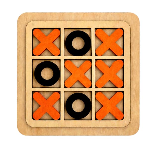 Tic-Tac-Toe spil i træ 14x14 cm för 2 spelare
