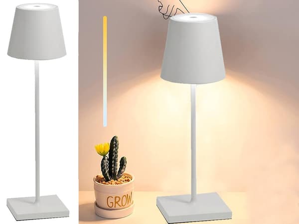LED-yöpöytälamppu kosketus himmennettävä 3 valotilaa valkoinen 38 cm USB-C