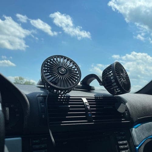 Dobbelt bilventilator 12V til cigarettænderstik, 2 hastigheder, 360° roterbar