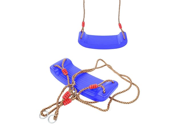 Børnegynge i plast blå 44x17x7,5 cm, reb 110–190 cm