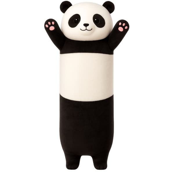 Plys panda krammedyr 70 cm aflang cylinder sort/hvid