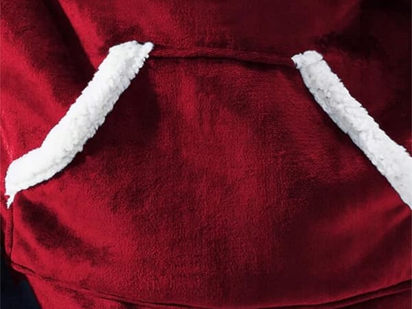 Filttrøje med hætte teddyfleece burgundy one size 85 cm