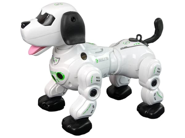 Fjernstyret robot-hund interaktiv med lysende øjne og dampeffekt 25 cm