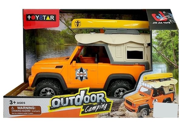 Lelucampingauto 23 cm kajakilla & meloilla, valo/ääni, 3+ år
