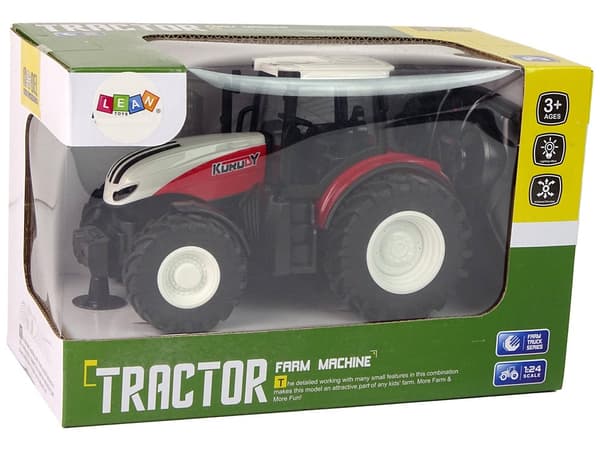 Fjärrstyrd traktor 1:24 med metallkaross 2.4 GHz röd