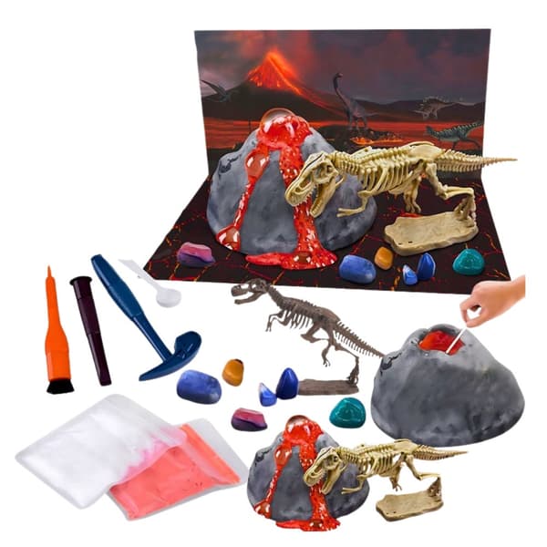 Eksperimentset vulkanudbrud & dinosauriefossiludgravning 2-i-1