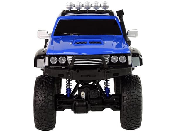 Fjernstyret klatrebil 1:8 4x4 blå 2.4 GHz med batteri og oplader