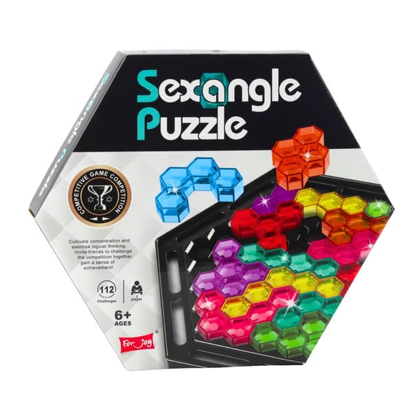 Logikpussel med hexagonal bräda 16 block 112 utmaningar 6+ år