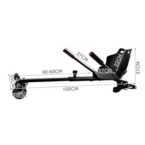 Go-kart kit til elskateboard med sæde, justerbar 40-60 cm, sort/orange