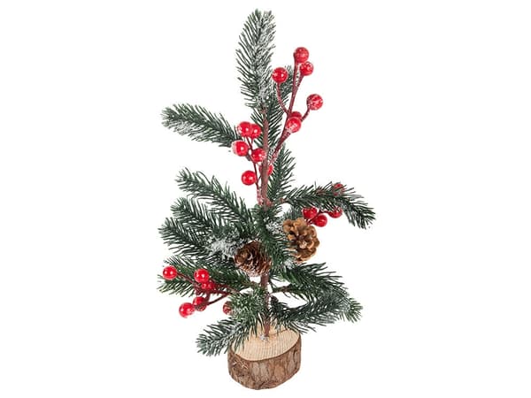 Juldekoration julgran på träfot 30 cm, bas 7 cm