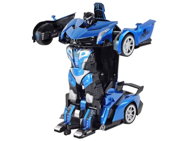 Radiostyrd transformerande robotbil 1:10 blå med geststyrning