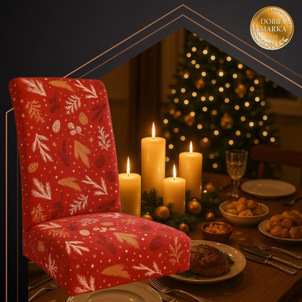 Stolsöverdrag jul röd elastisk 50x40x40 cm 6-pack universell