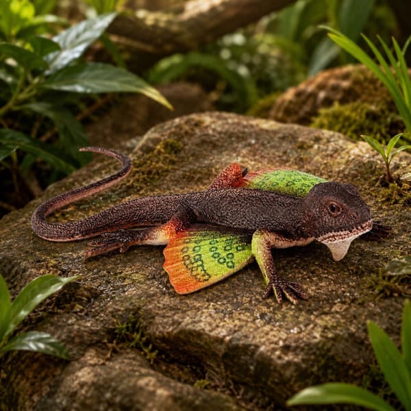 Reptilfigur svart drake i TPR-gummi 13 cm