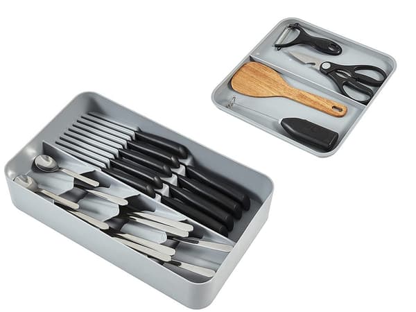 Bestikindsats 2 niveauer udtrækkelig 23,5x39,5 cm grå