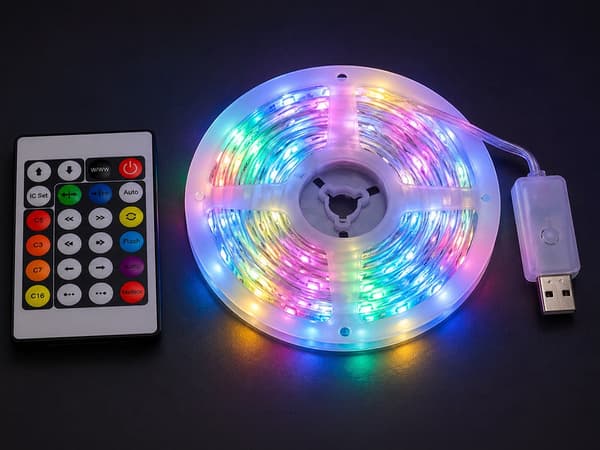 RGB LED-list 10 m USB 5V IP65 med Bluetooth-app och fjärrkontroll