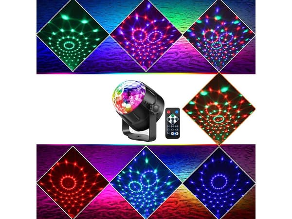 Discoprojektor RGB LED 3x1 W med fjärrkontroll 7 program