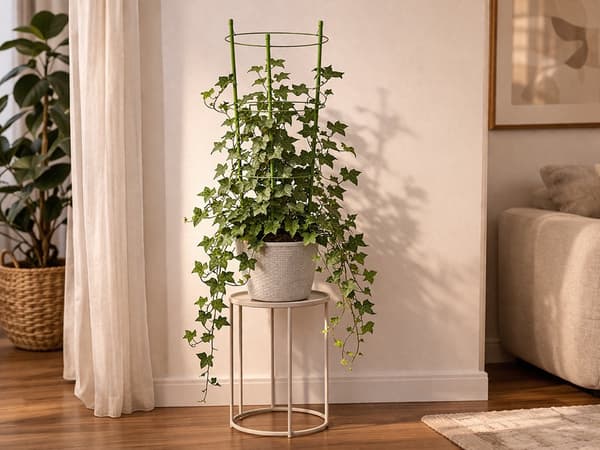 Växtstöd 60 cm med 3 justerbara ringar grön metall/plast