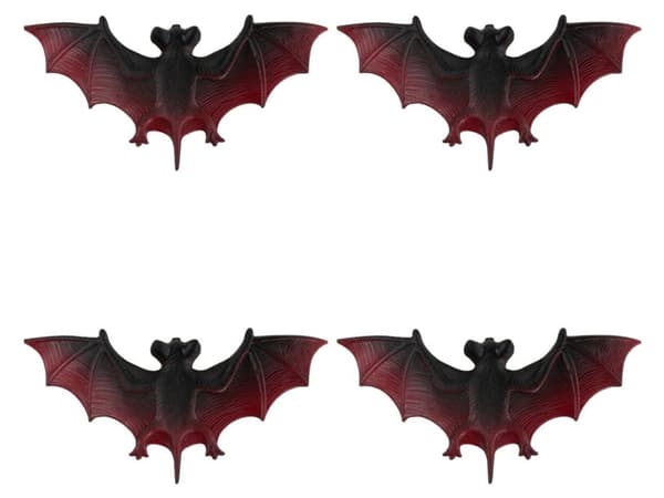 Halloween fladdermöss dekoration 4-pack gummi/plast brun-svart 10 cm