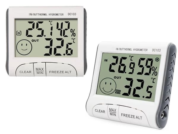 Vejrstation termometer/hygrometer med ekstern sensor, inde/ude, hvid
