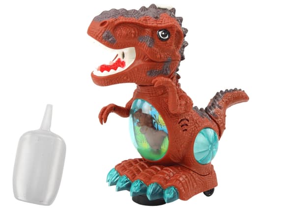 Dansende dinosaur legetøj 25 cm med lys, lyd, forhindringssensor og røg