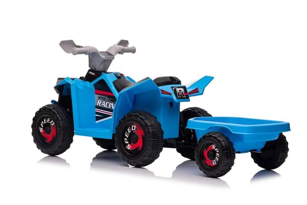 Batteridrevet firhjuling til børn med trailer, blå (XMX630T)