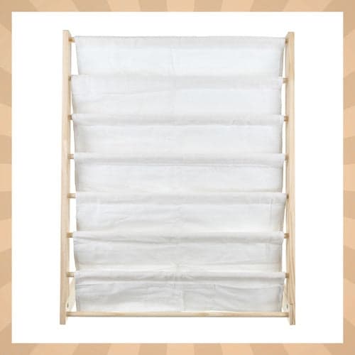 Børnebogreol i træ/tekstil 6 rum 79 cm natur 79x62,5x30 cm