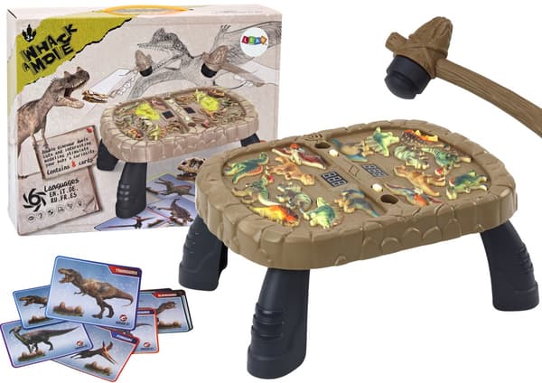 Whac-a-mole dinosaurierspil bordspil for 2 spillere med lys/lyd
