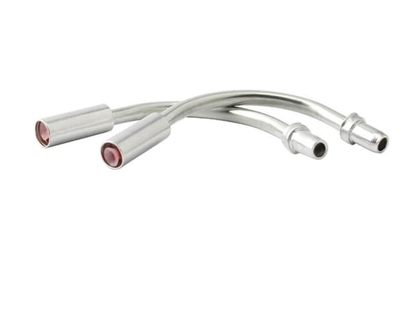 Bremseledning 90° til V-bremse cykel i aluminium, 2-pak med gummibånd