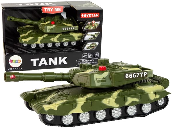 Legetøjstank 19 cm med friktionsdrev, lyd & lys, plast 3+