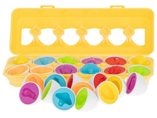 Matchningsägg pussel i plast 12-pack – former och färger