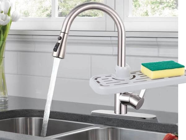 Køkkenvaskorganisator til armaturrør med kurv 28 cm max 2,5 cm rør