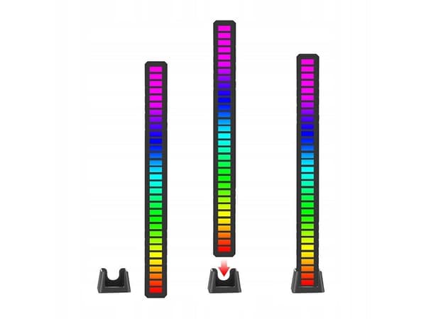 USB LED-lys RGB med musikstyring 18 indstillinger 32 LED sort med stativ