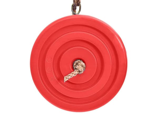 Barn gunga blomma med rep, plast röd, Ø27 cm, justerbart 110–190 cm