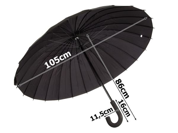 Suuri sateenvarjo 24 vartta automaattiavaus musta 105 cm