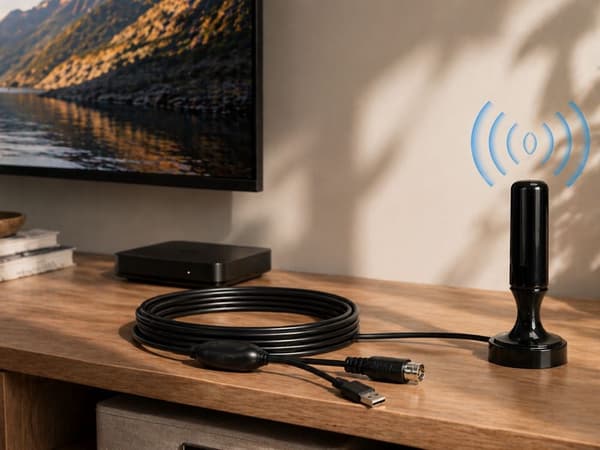 Aktiv inomhusantenn DVB-T/T2 25 dB förstärkare USB 5 m kabel