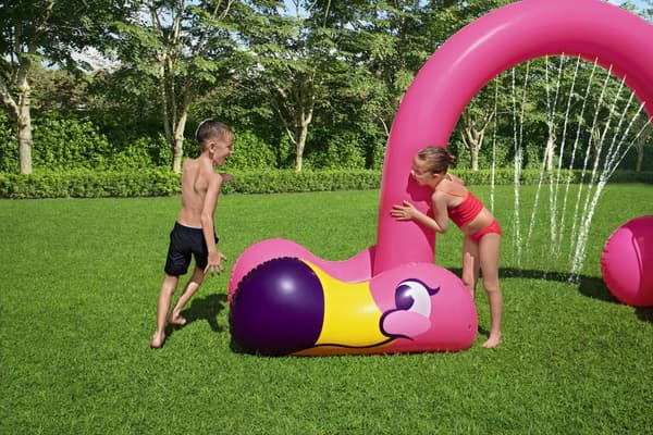 Oppustelig flamingo sprinkler/fontæne 1,93 m til haven